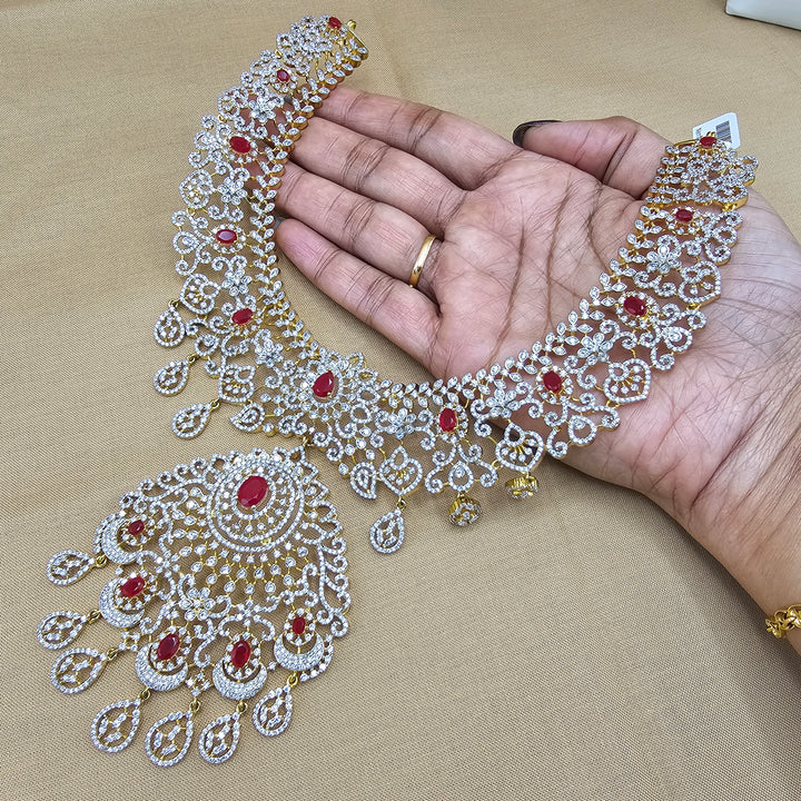 Silver diamond replica necklace