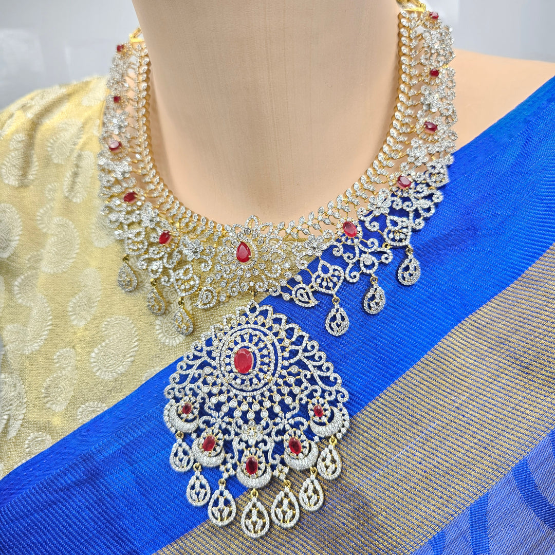 Silver diamond replica necklace