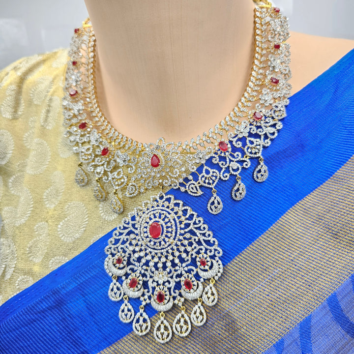 Silver diamond replica necklace