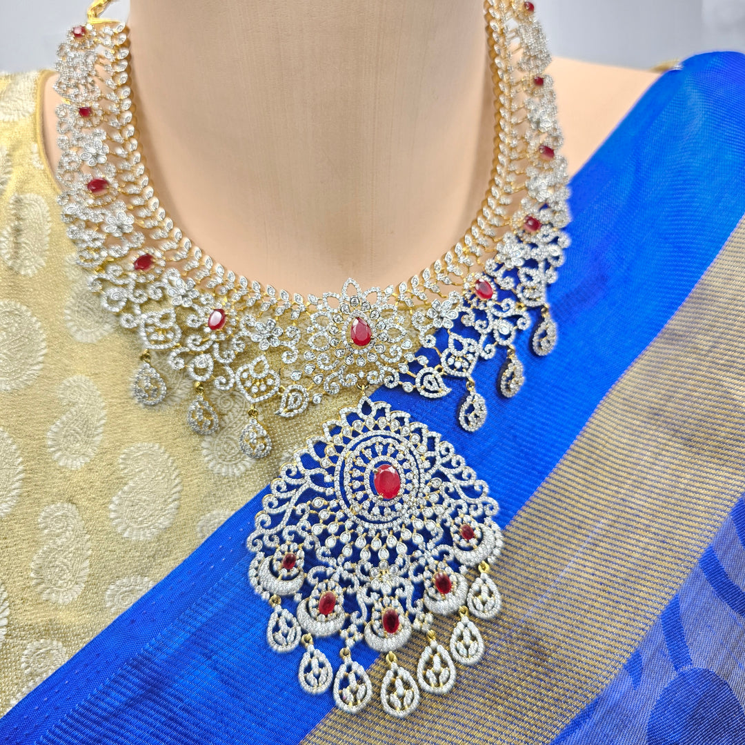 Silver diamond replica necklace
