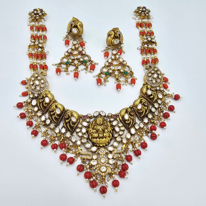 Coral Deep Nakshi set