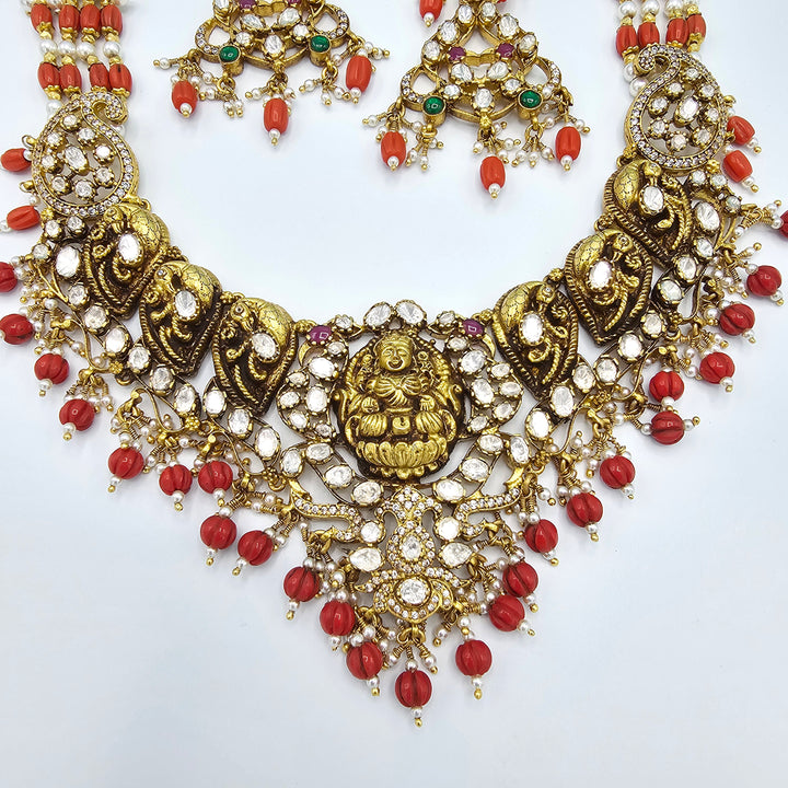 Coral Deep Nakshi set