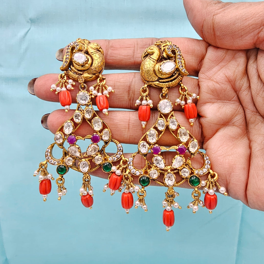 Coral Deep Nakshi set