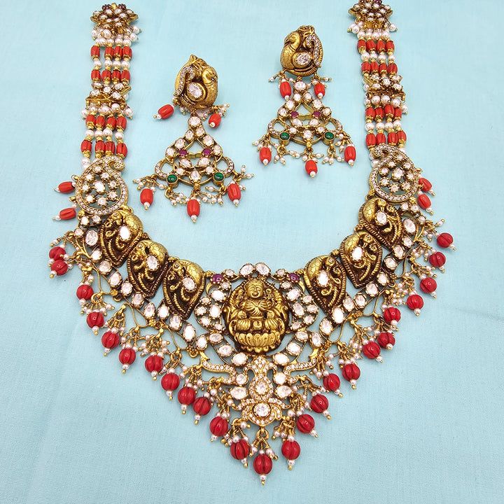 Coral Deep Nakshi set