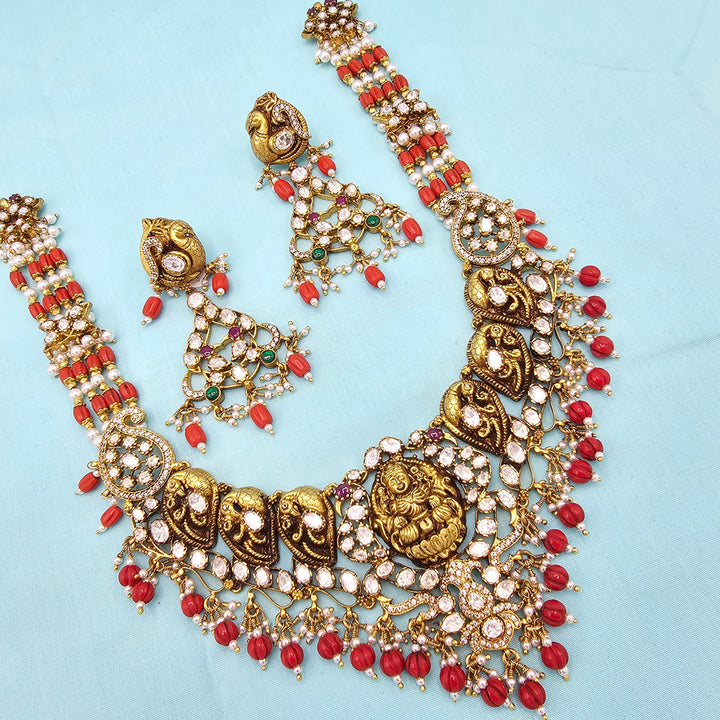 Coral Deep Nakshi set