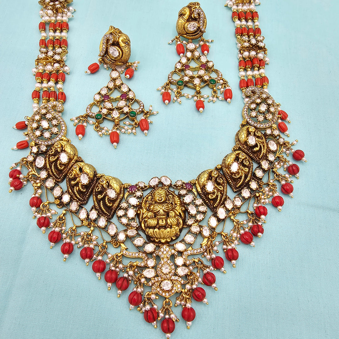 Coral Deep Nakshi set