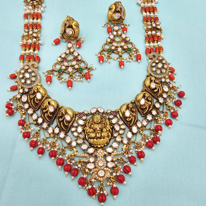 Coral Deep Nakshi set