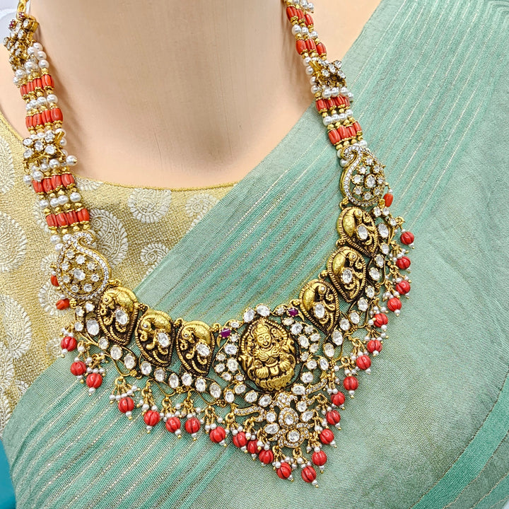 Coral Deep Nakshi set