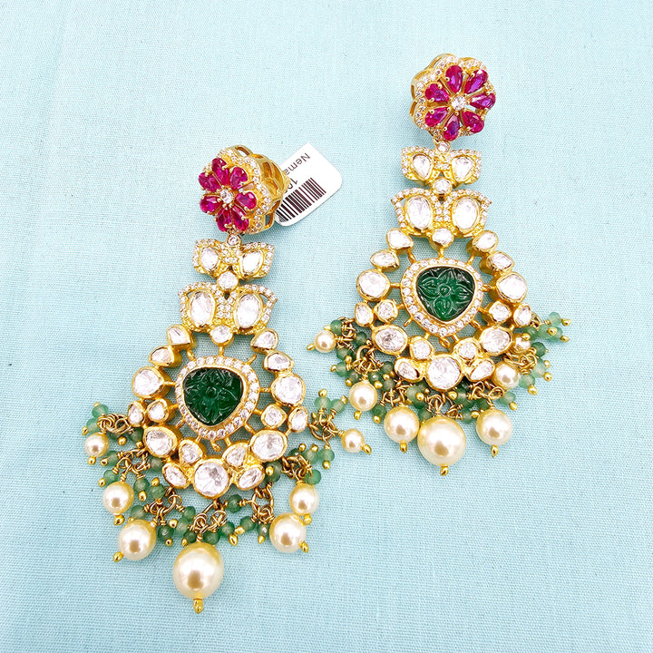 Moissanite Polki Earring