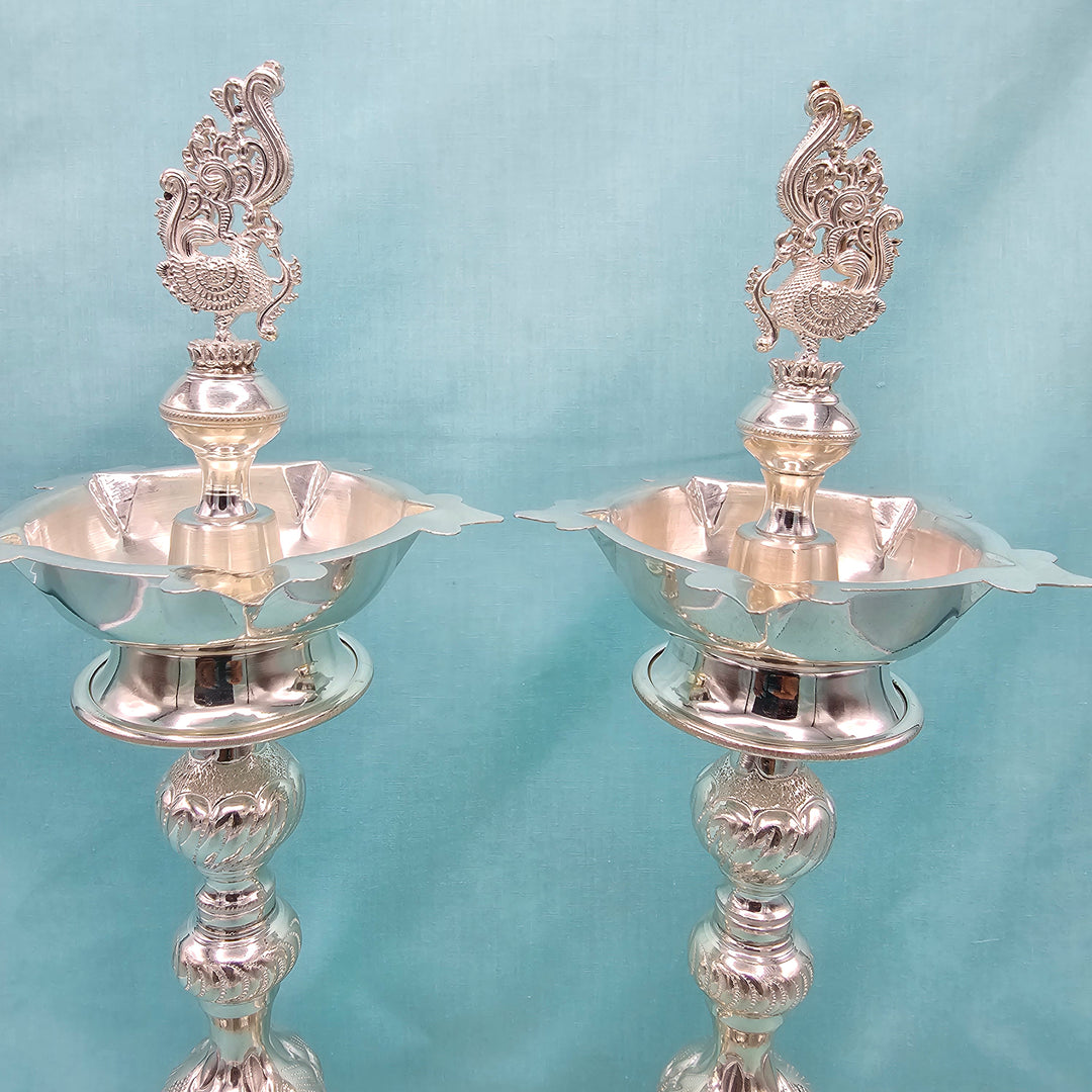 Silver 15" Long Deepam set