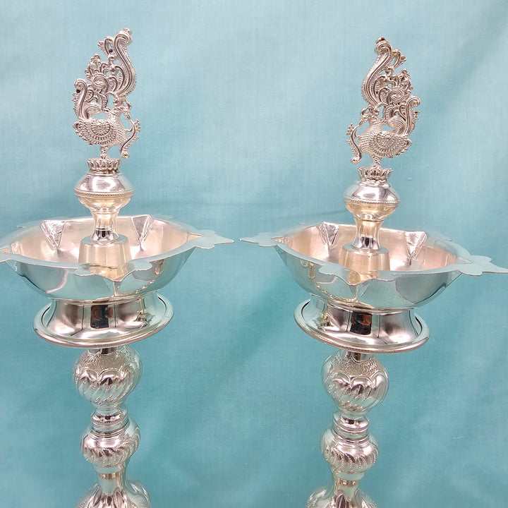 Silver 15" Long Deepam set