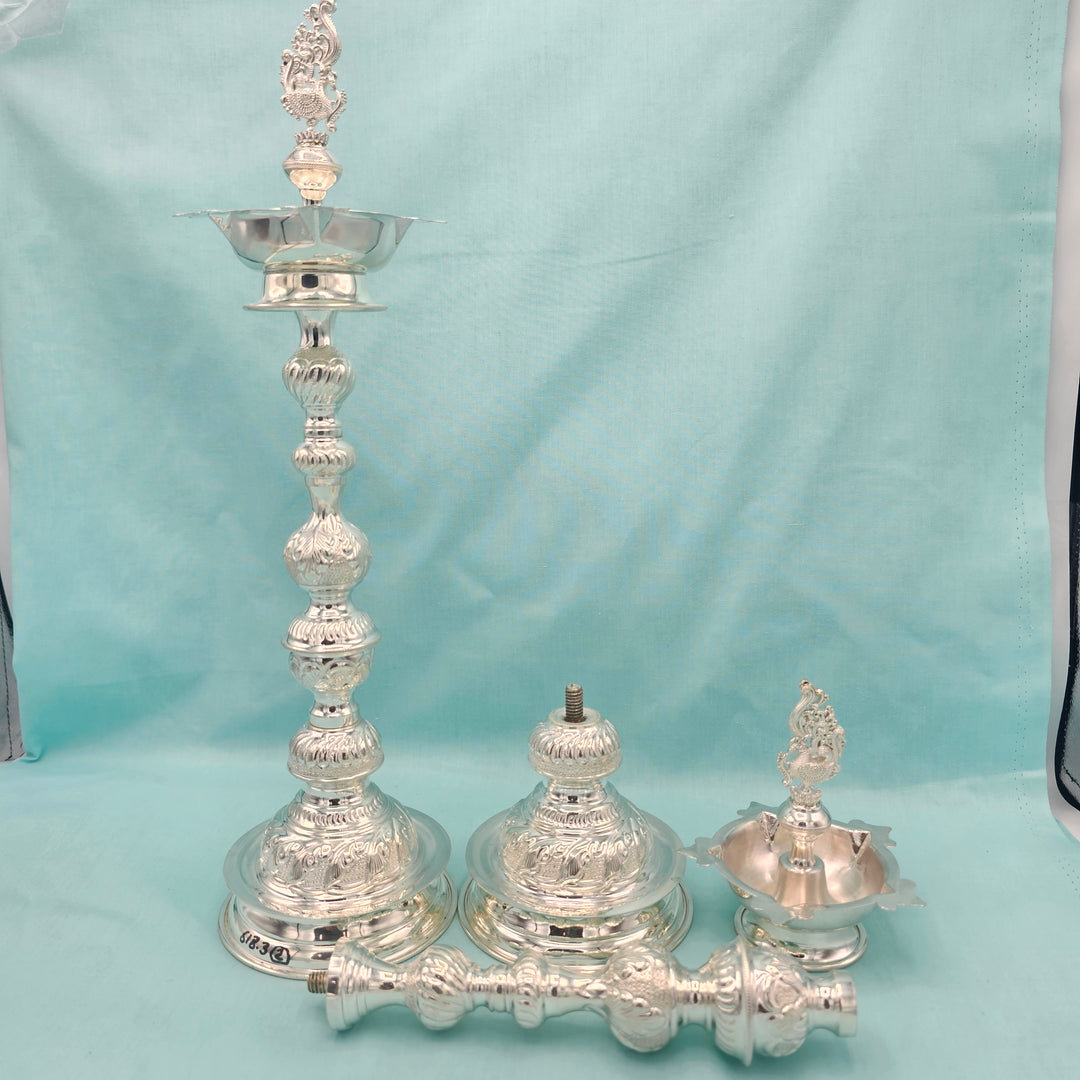Silver 15" Long Deepam set