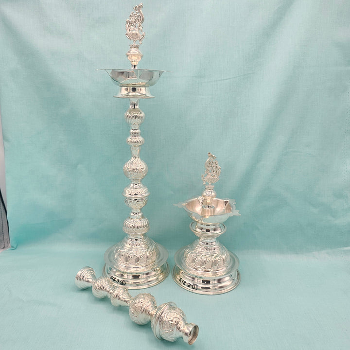 Silver 15" Long Deepam set