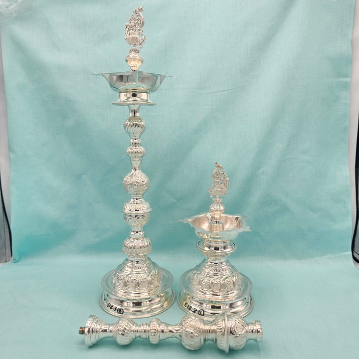 Silver 15" Long Deepam set