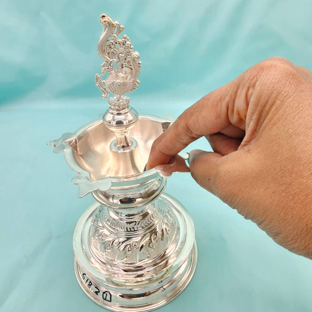 Silver 15" Long Deepam set