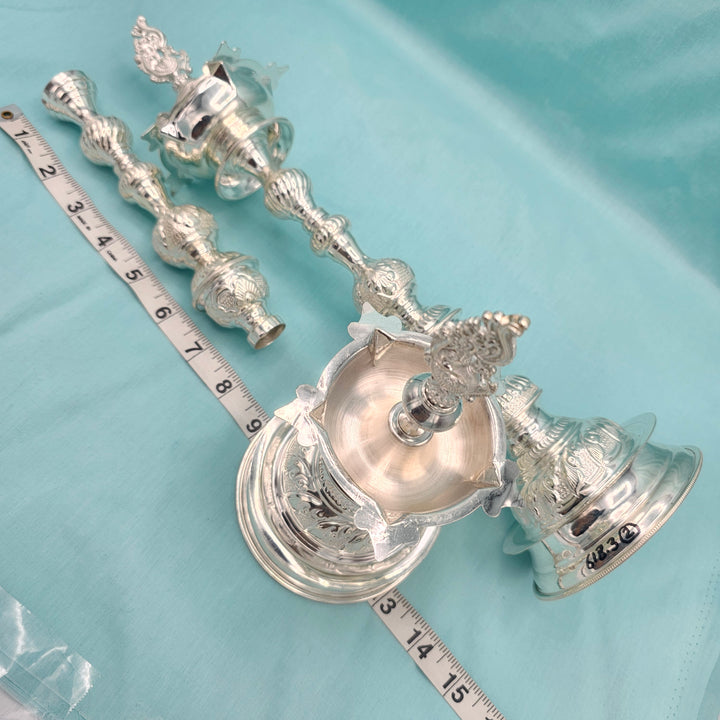 Silver 15" Long Deepam set