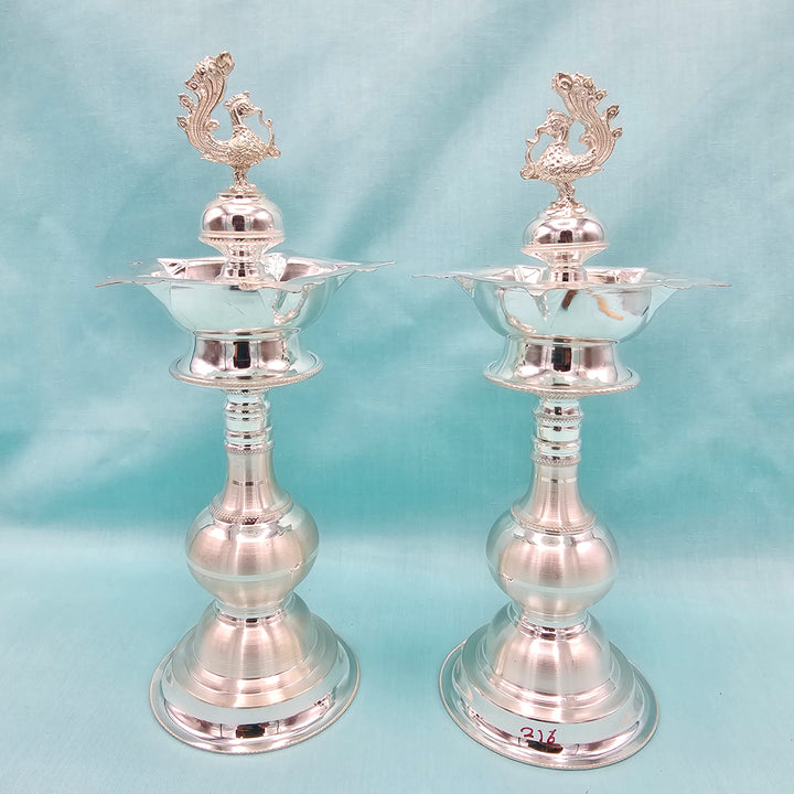 7.5" Silver deepam set