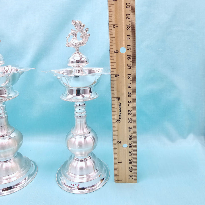 7.5" Silver deepam set