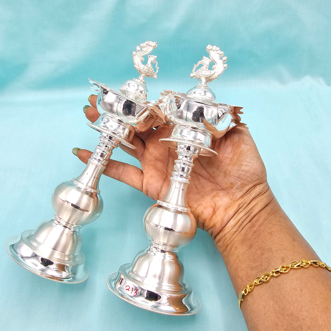 7.5" Silver deepam set