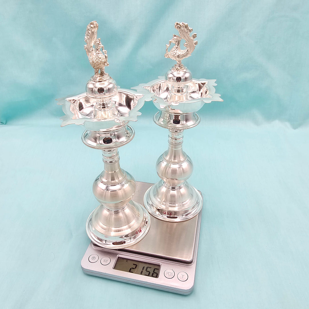 7.5" Silver deepam set