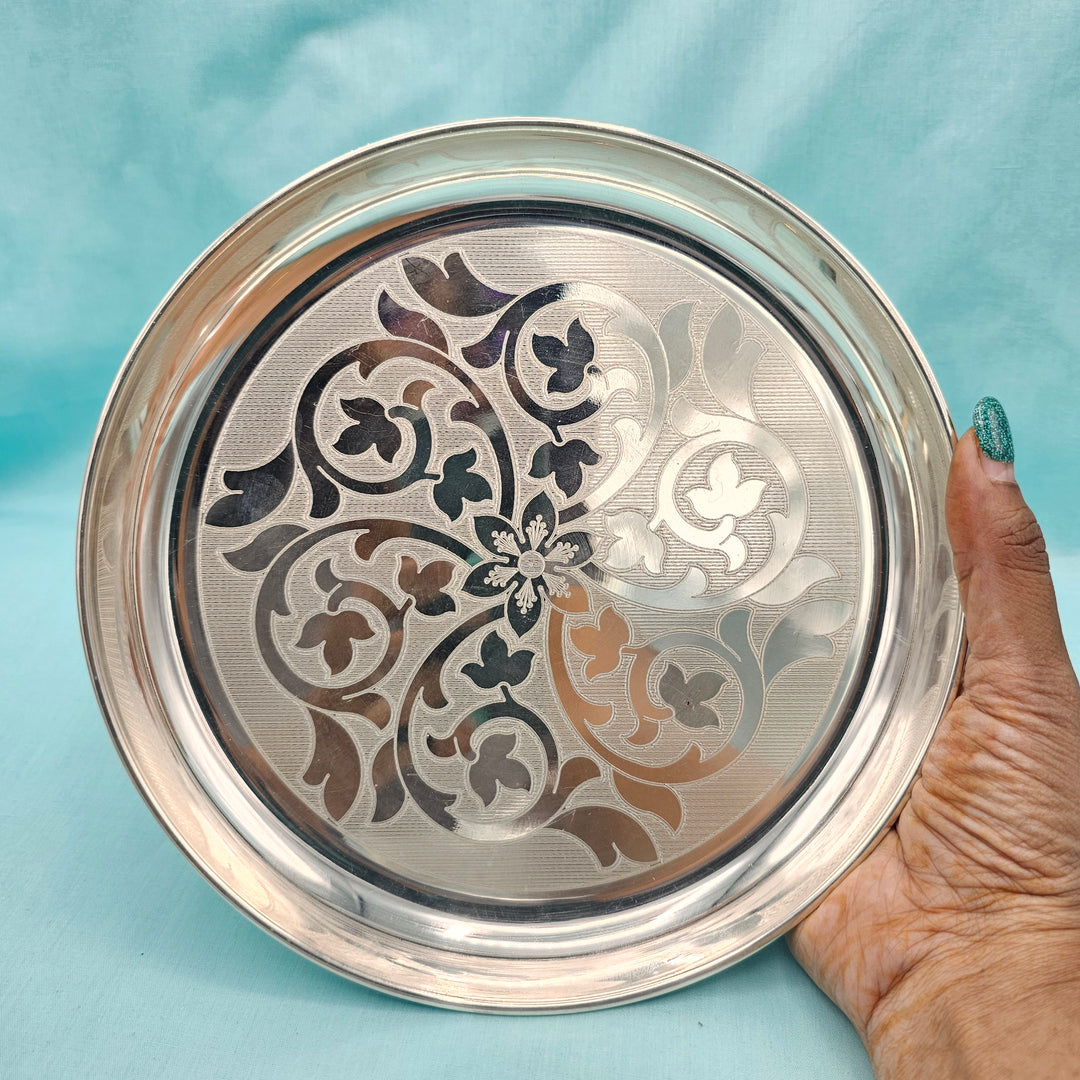 8" Silver Pooja Plate