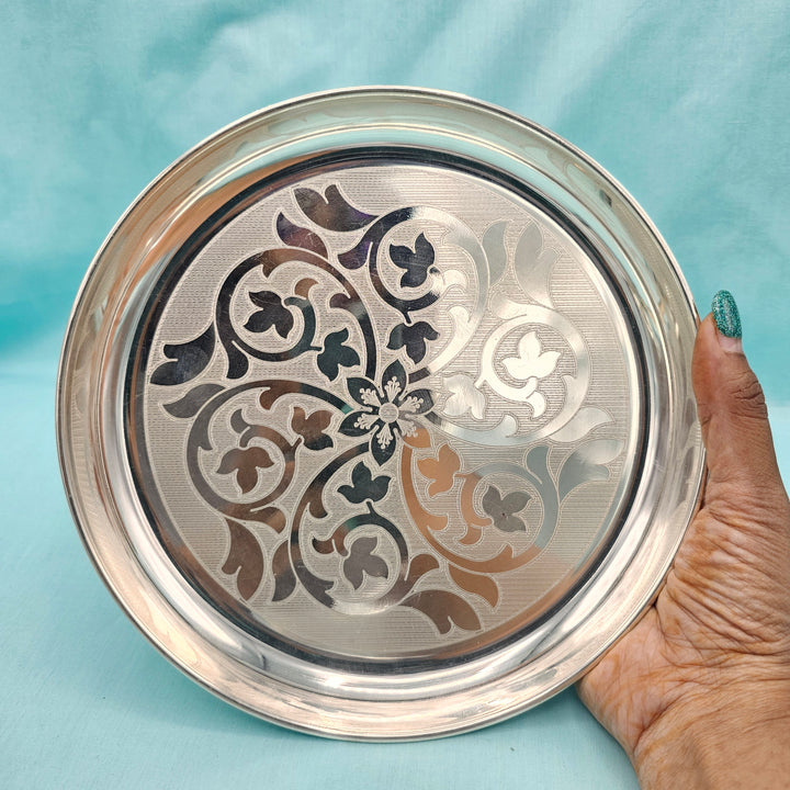 8" Silver Pooja Plate