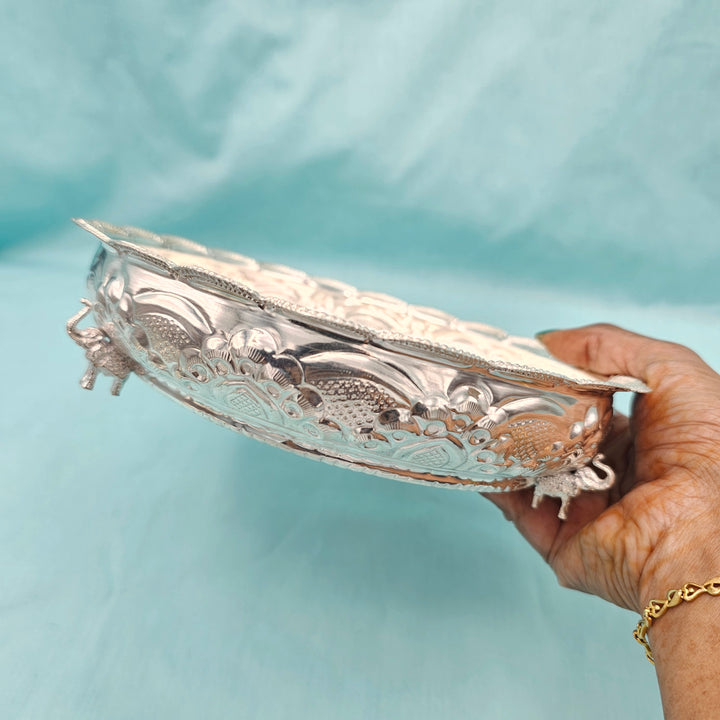8.5" Silver Pooja Thali