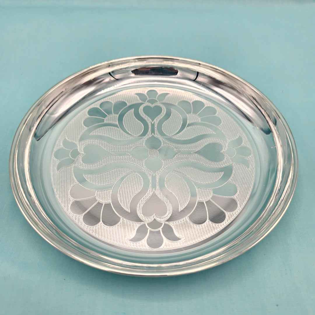 7" Silver Pooja Thali plate