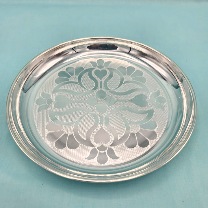 7" Silver Pooja Thali plate