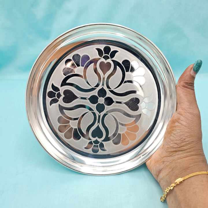 7" Silver Pooja Thali plate