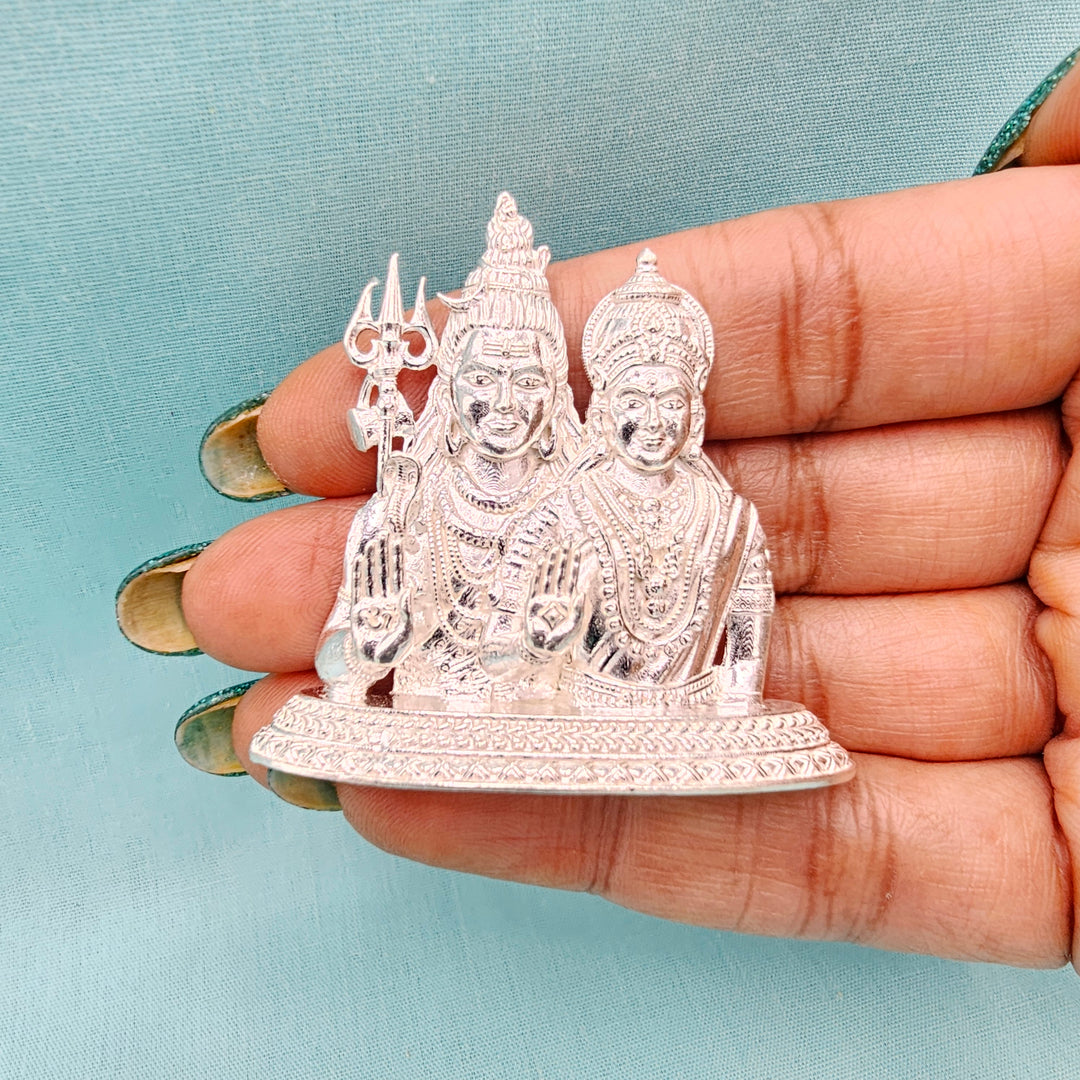 Silver Shiva Parvathi idol