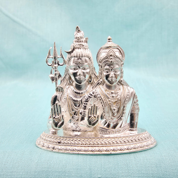 Silver Shiva Parvathi idol