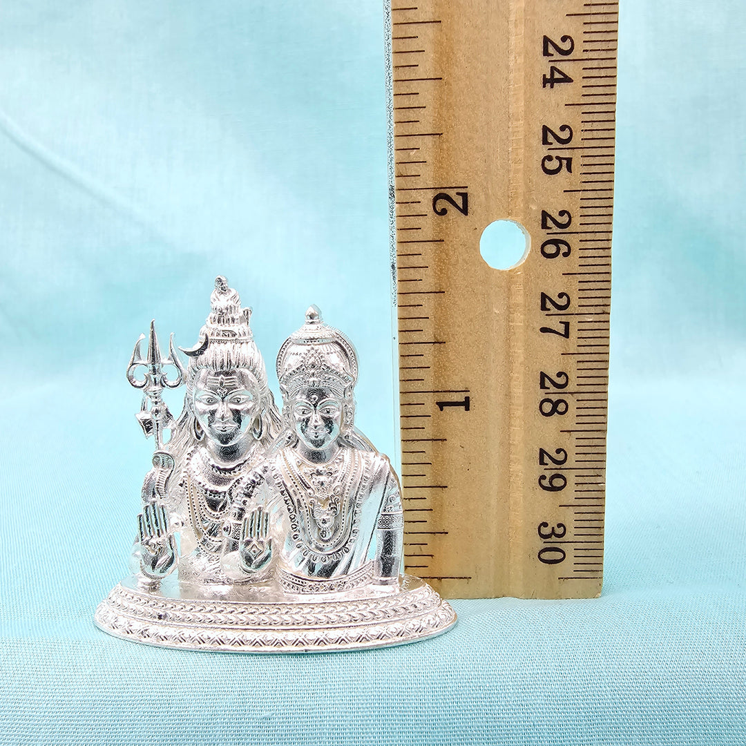 Silver Shiva Parvathi idol