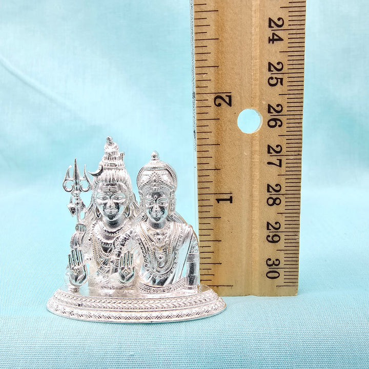 Silver Shiva Parvathi idol