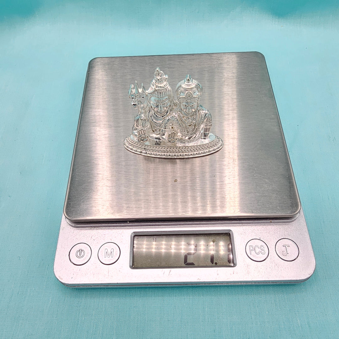 Silver Shiva Parvathi idol
