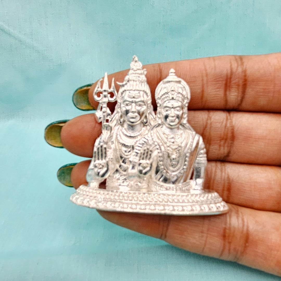 Silver Shiva Parvathi idol