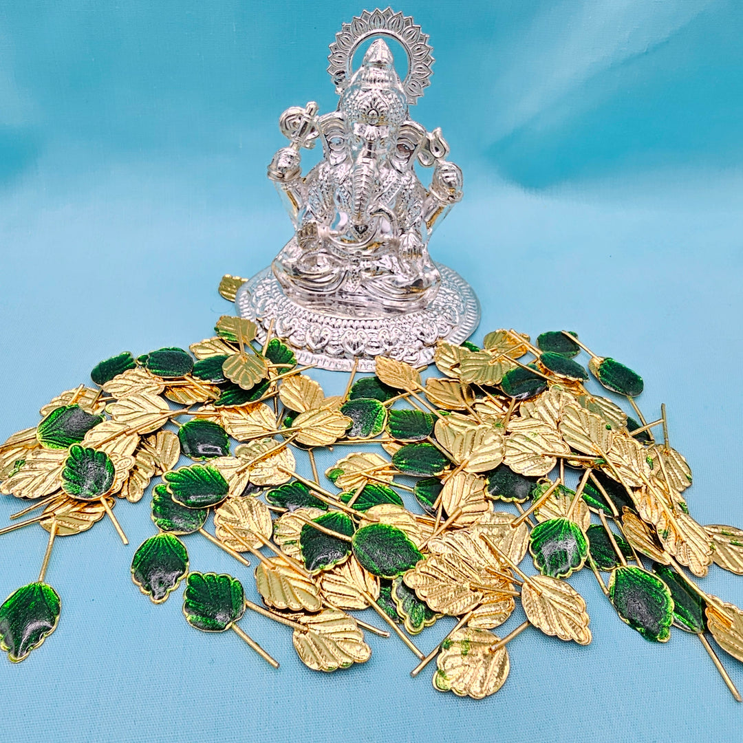 Silver enamel tulsi leaves