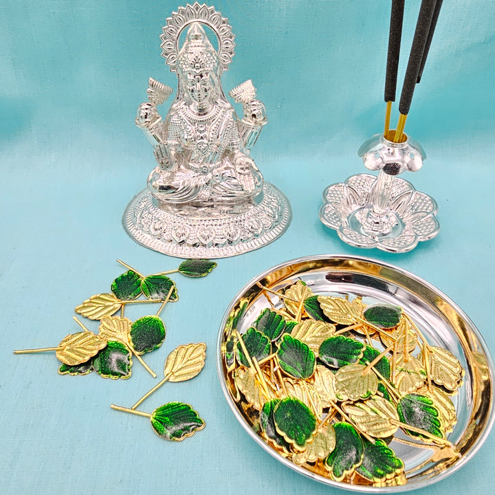 Silver enamel tulsi leaves