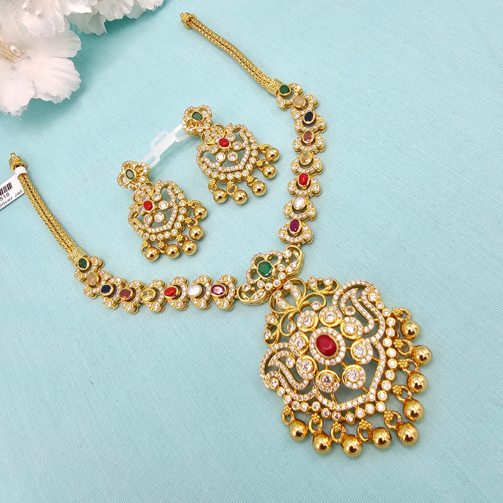 CZ Navaratna Necklace