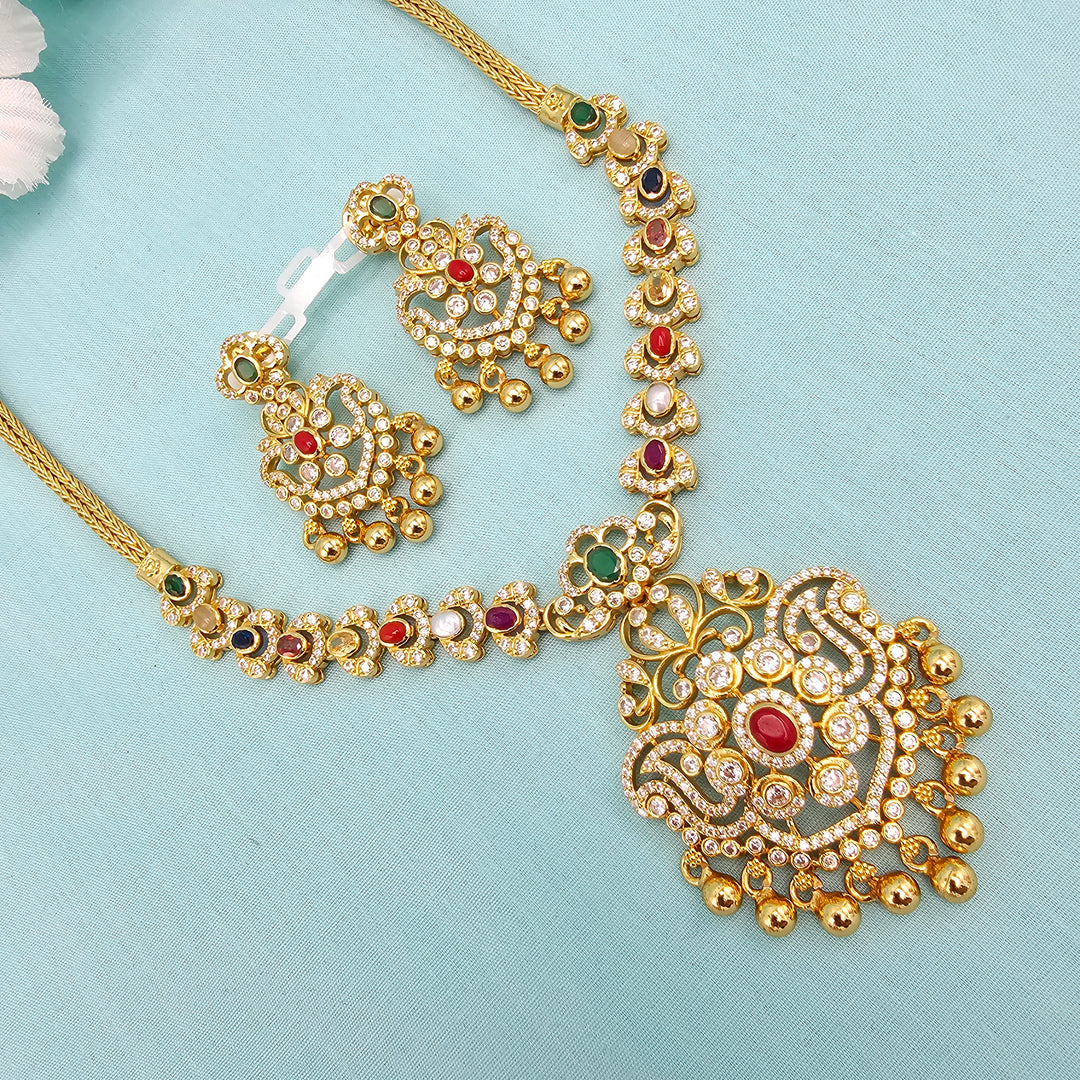 CZ Navaratna Necklace
