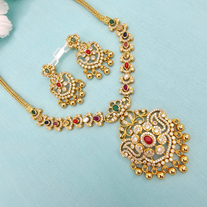 CZ Navaratna Necklace