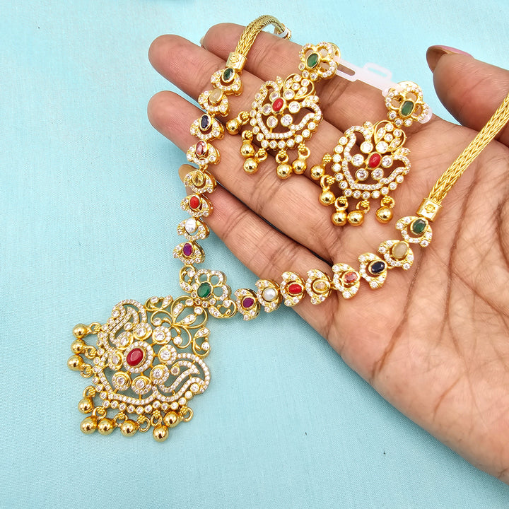 CZ Navaratna Necklace