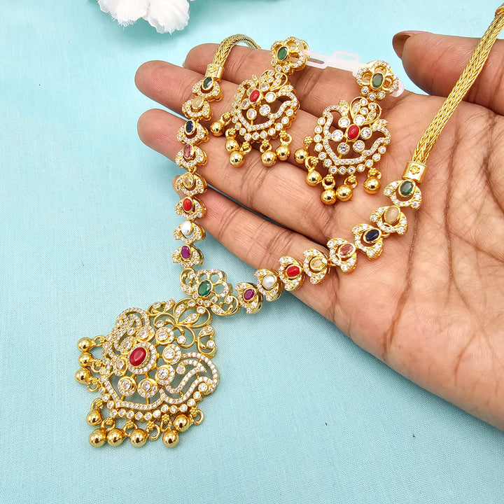 CZ Navaratna Necklace