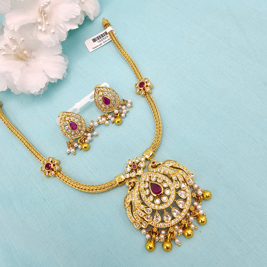 Short CZ Ruby Necklace