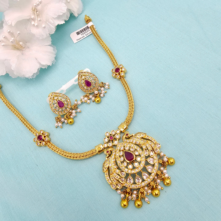 Short CZ Ruby Necklace