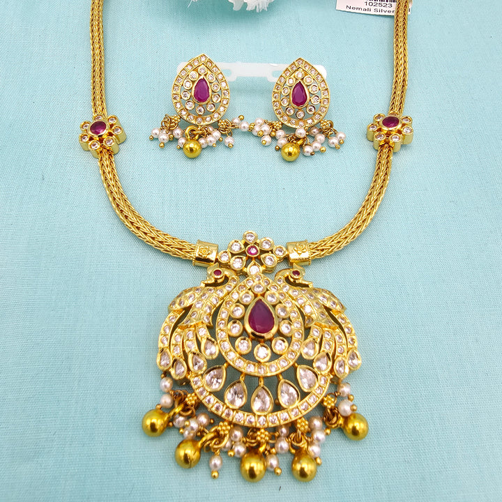 Short CZ Ruby Necklace