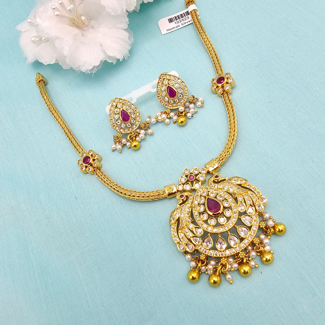 Short CZ Ruby Necklace