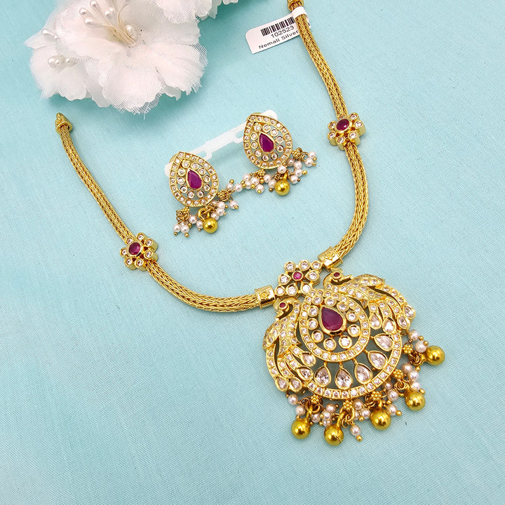 Short CZ Ruby Necklace