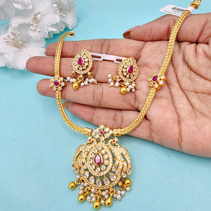 Short CZ Ruby Necklace