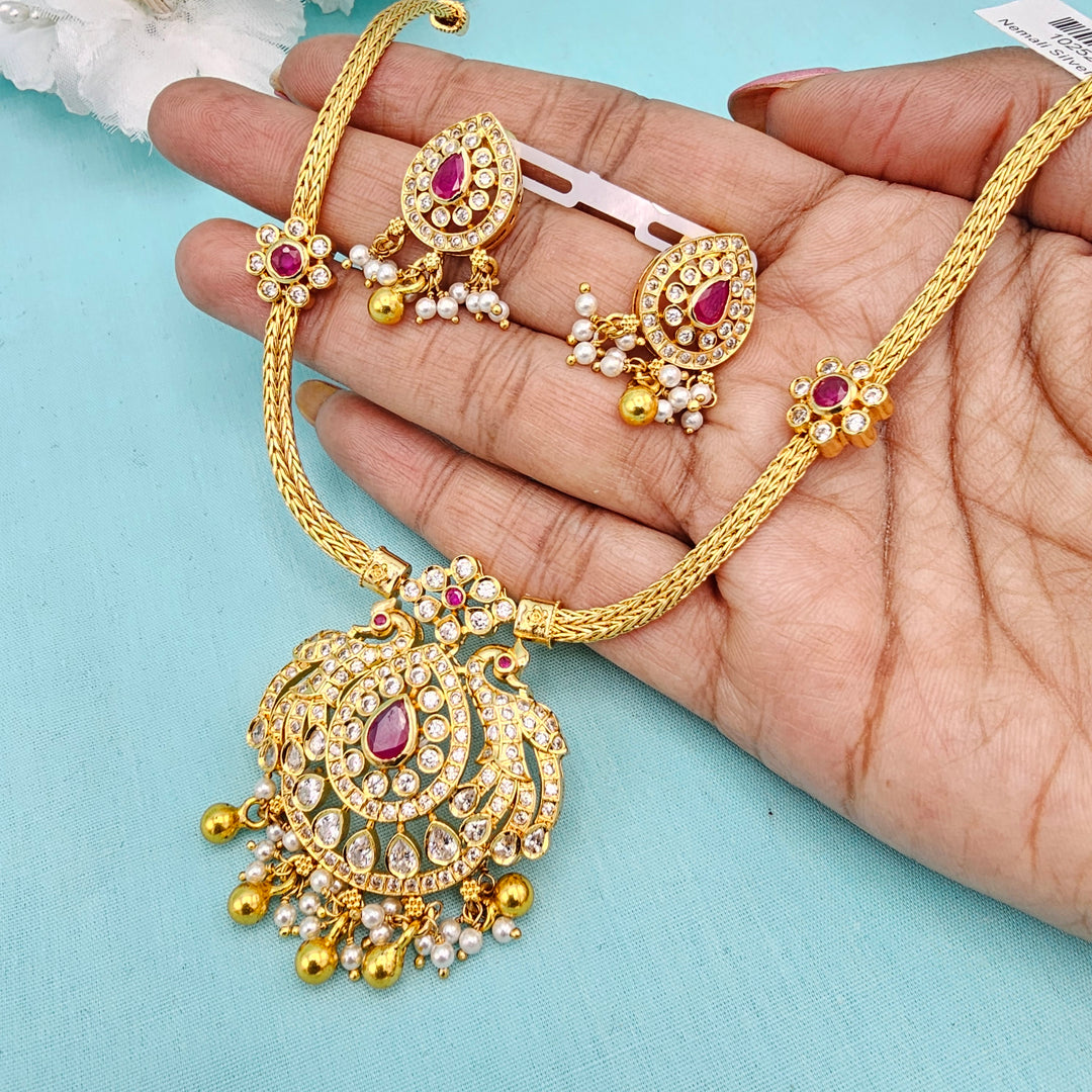 Short CZ Ruby Necklace
